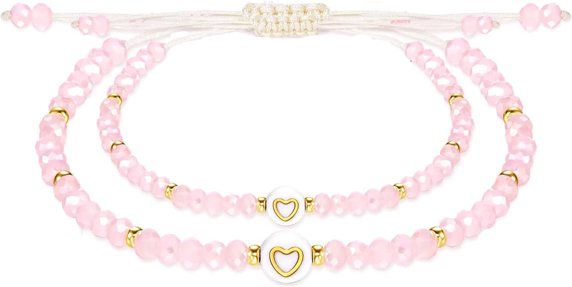 Mother Daughter Bead Bracelet Set for 2, Mommy and Me Matching Bead Bracelet, Mama and Mini Matching Heart Bracelets for Mom Daughter Valentines Mother's Day Gift