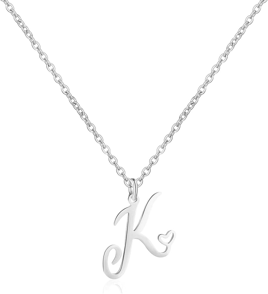 Gold Heart Initial Necklaces for Women, Minimalist Initial Heart Necklaces for Her, Dainty Alphabet Letter Pendant Necklaces Gift Jewelry