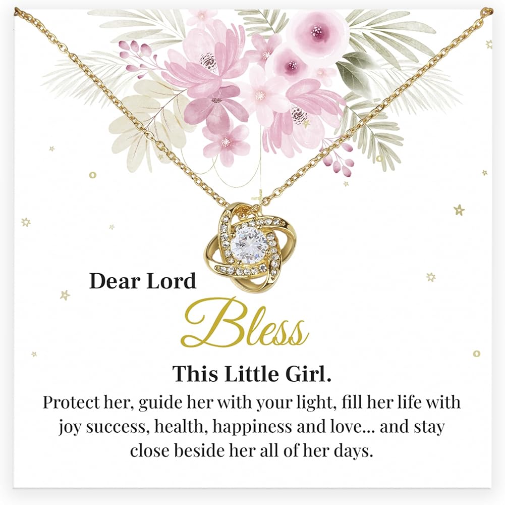 First Communion Baptism Gifts For Girls Women Teens, Christ Gift God Gift Goddaughter, Granddaughter, Daughter Gift On 1st Communion Gift For Little Girls Jewelry With Love Knot Necklace From Godparents, Grandparents Christian Religious Gift.