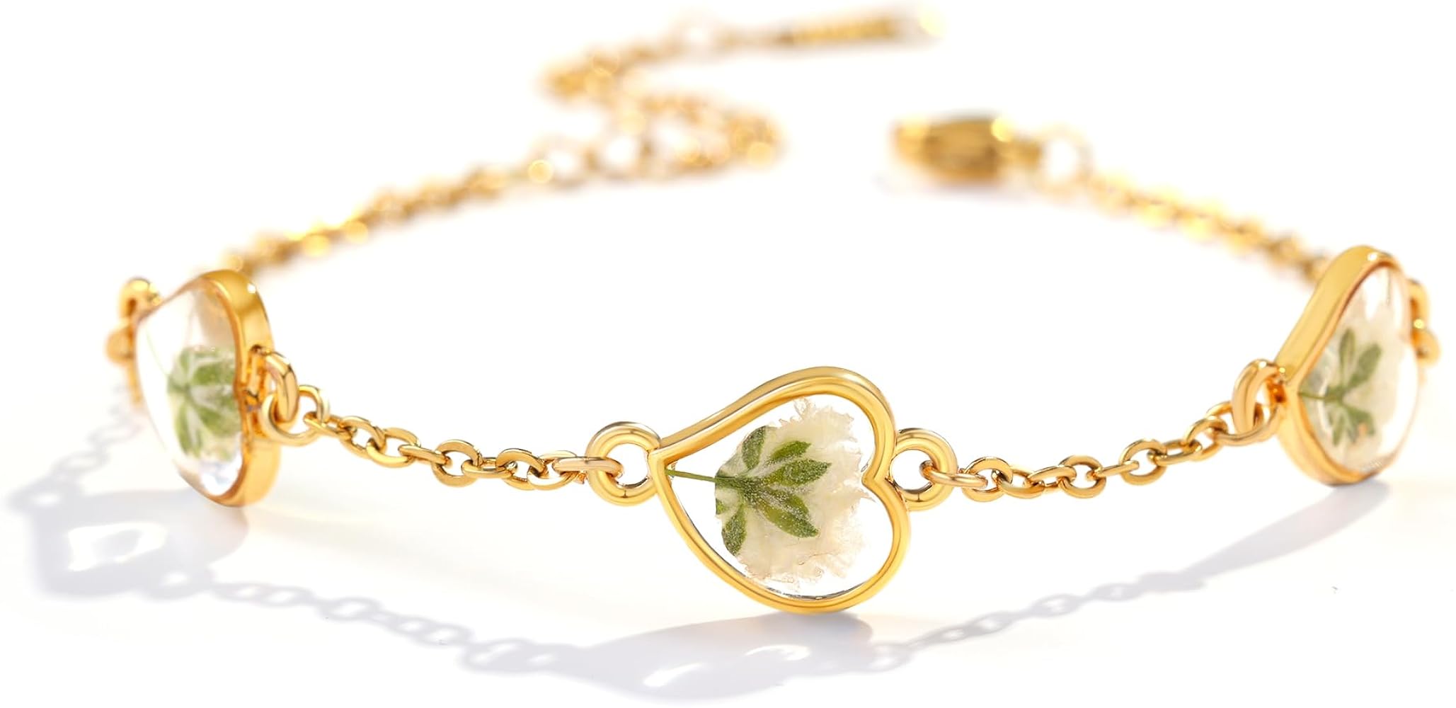 Pressed Flower Bracelet, Unique Handmade Bracelet, Resin Jewelry Bracelet, Adjustable Dried Flower Gold Bracelet, Flower Bracelet, Gift for Her