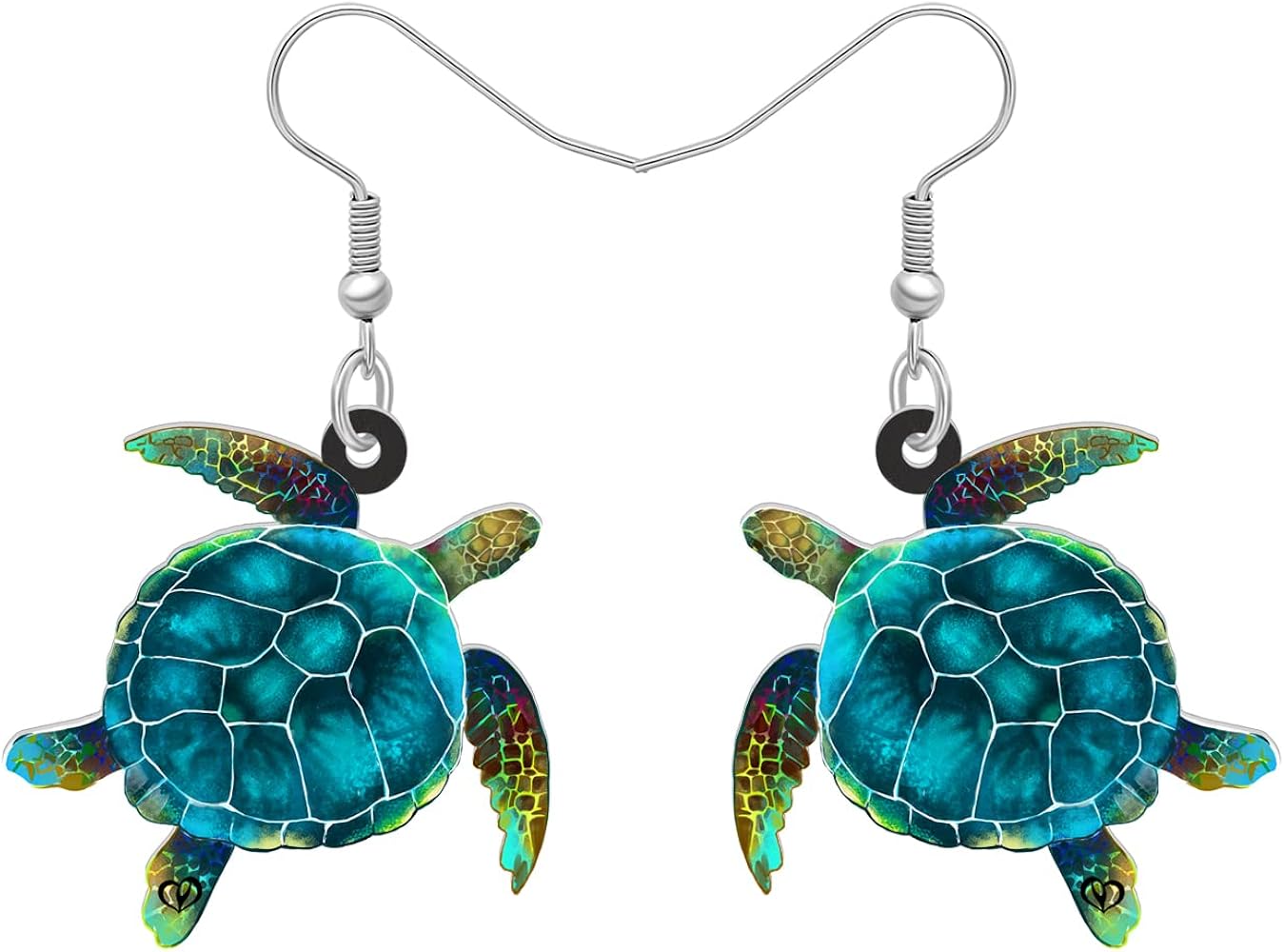 BONSNY Floral Acrylic Blue Sea Turtle Earrings Ocean Beach Animals Dangle Gifts for Women Girls Jewelry Accessories