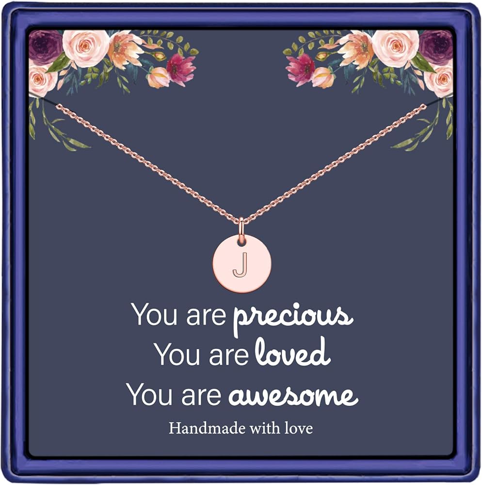 Hidepoo Disc Initial Necklace Gifts for Girls - 14K Gold Filled/Rose Gold/S925 Sterling Silver Disc Initial Necklaces for Girls Women Teen Girls Dainty Tiny Initial Necklace Jewelry Teen Girl Gifts