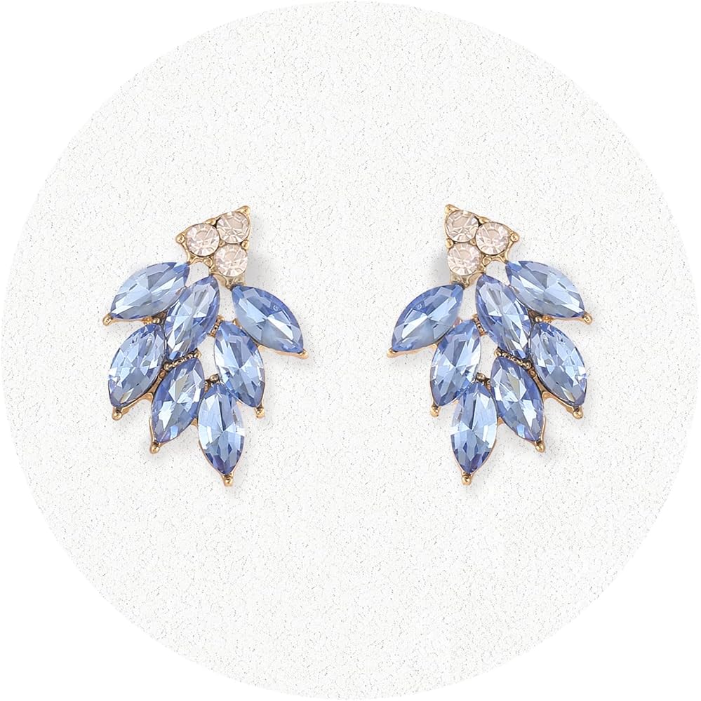 Rhinestone Stud Earrings for Women Small Dainty Crystal Cluster Drop Earrings for Girls Cute Costume Jewelry for Bridal Wedding Party Gift