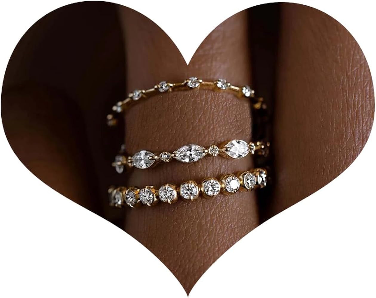 Kainier 3PCS Stackable Gold Rings for Women 1mm 14K Gold Plated Dainty Thin Pinky Rings for Women Girls Non Tarnish CZ Band Classic Cute Stacking Thumb Knuckle Ring Comfort Fit Size 5 to 10
