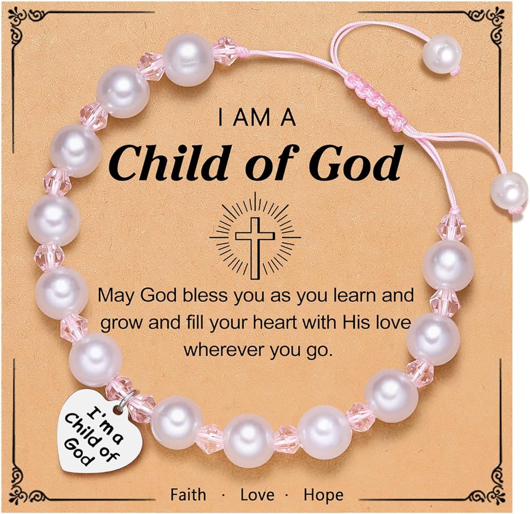 UNGENT THEM I Am A Child of God Bracelet Baptism First Communion Christian Easter Confirmation Gifts for Girls Teens Teenage