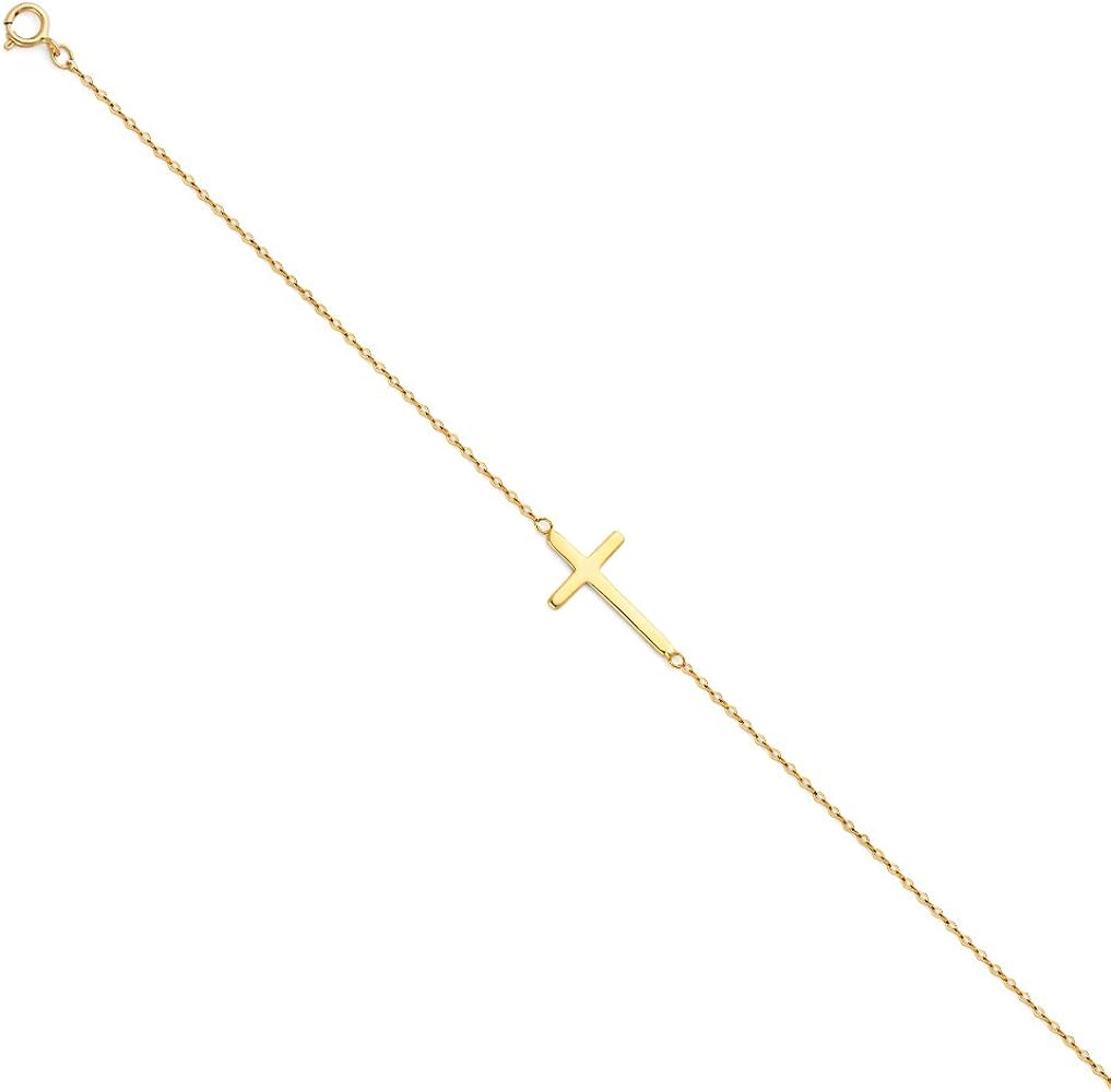 14KY Light Cubic Zirconia Chain Bracelet - 7+1" | Gold Chain Bracelet for Women | Solid Gold Bracelets for Womens Mens Girls Boys 14k Real | Birthday Valentines Gifts For Adults | Weight 1.1 | Jewelry Gift Box
