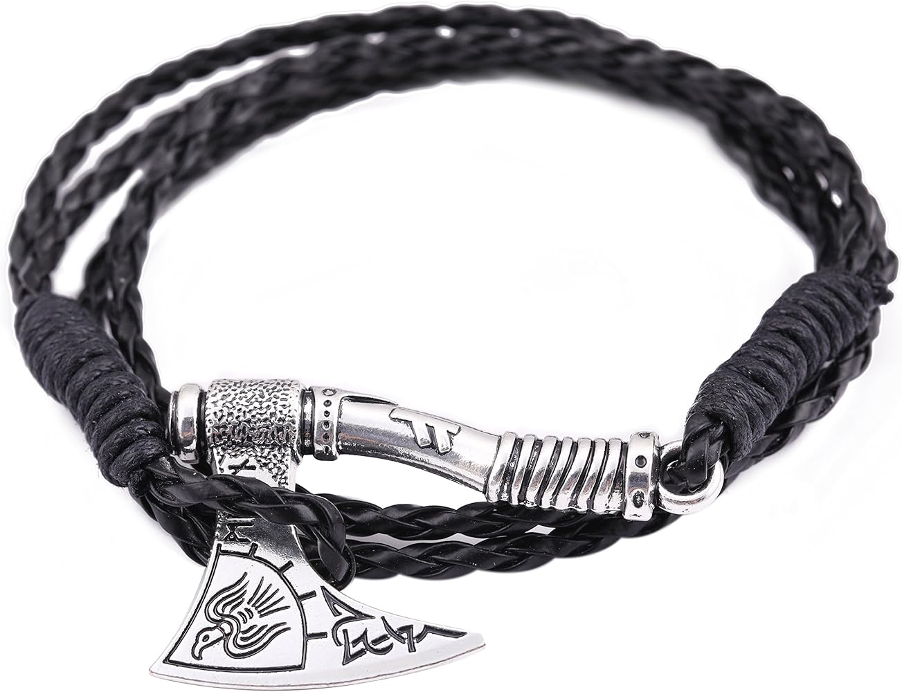 TEAMER Norse Viking Runes Axe Bracelets Perun Irish Knot Raven Animal Hatchet Amulet Talisman Jewelry (Antique sliver style 3)